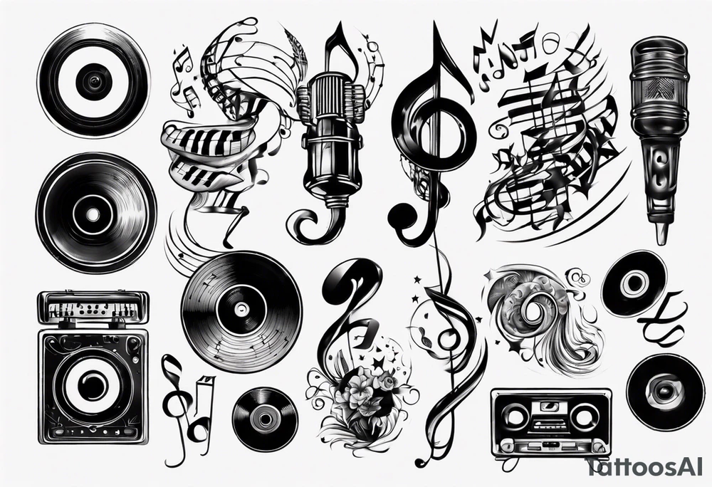 sound music vinyl tattoo idea