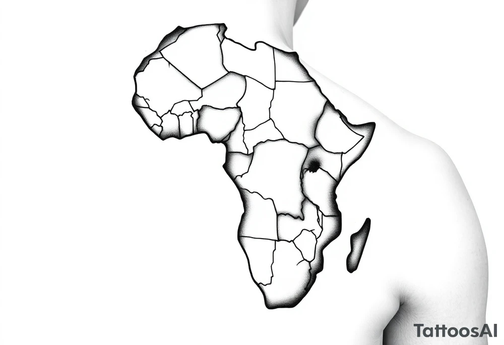 create a shoulder tattoo. I want a map of africa with south sudan outlined tattoo idea