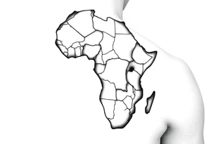 create a shoulder tattoo. I want a map of africa with south sudan outlined tattoo idea