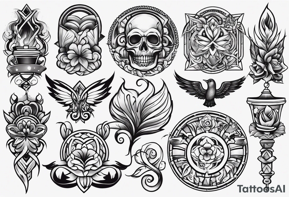 Variety of dicks traditional style flash sheet tattoo idea