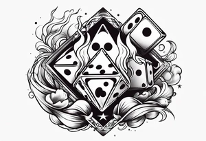 flames and dice and clouds tattoo idea