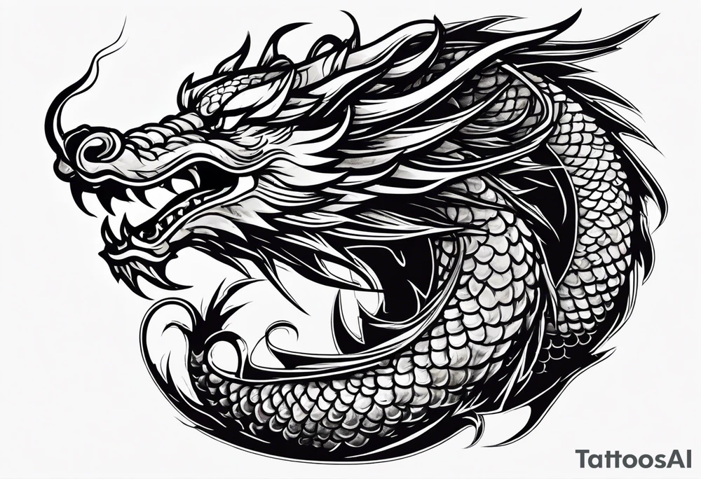 Only the head of a chinese dragon, facing right, small tattoo idea