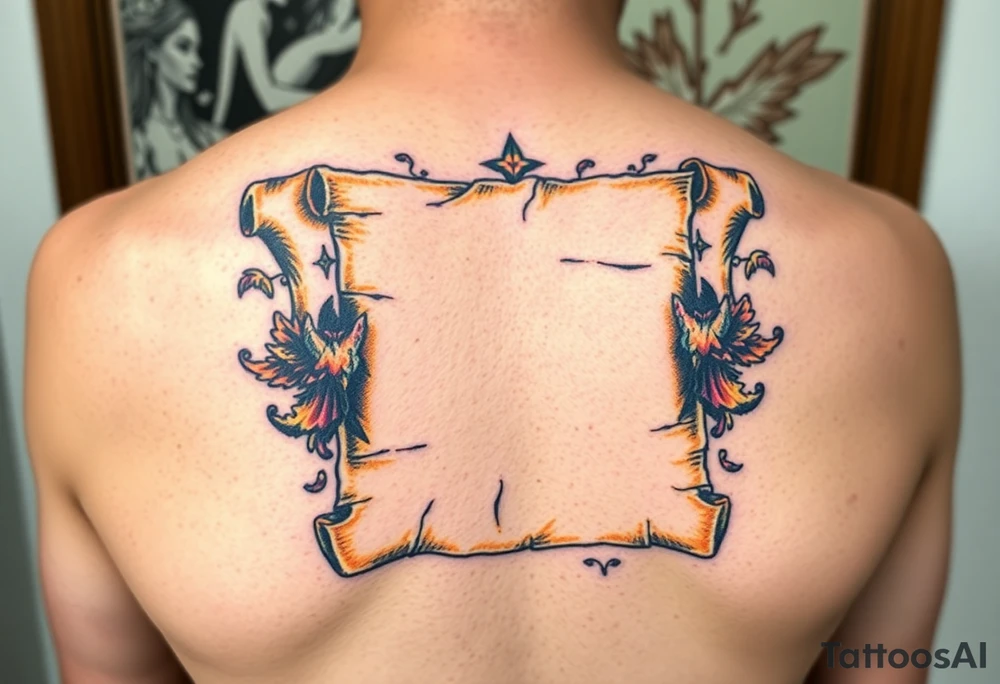 Scroll of aged parchment paper tattoo idea