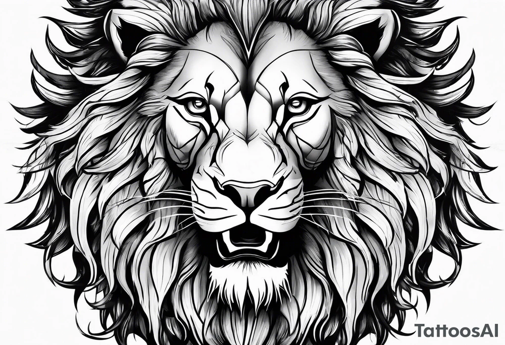 Lion head roaring with warrior tattoo idea