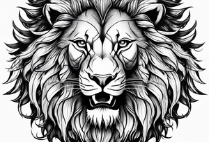 Lion head roaring with warrior tattoo idea