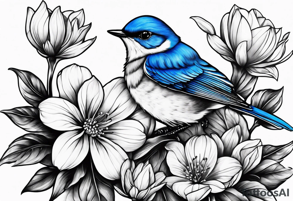 Bluebird flowers tattoo idea