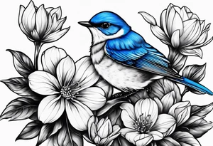 Bluebird flowers tattoo idea