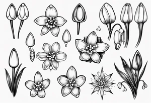 Snowdrop and jewels tattoo idea