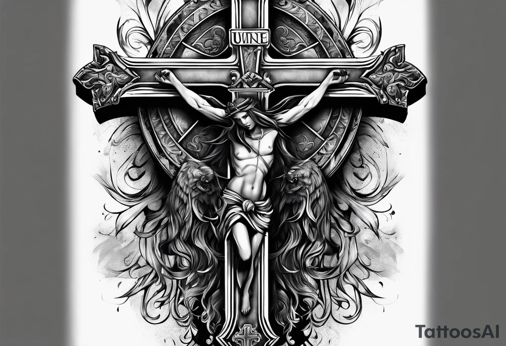 Cross in bad weather tattoo idea