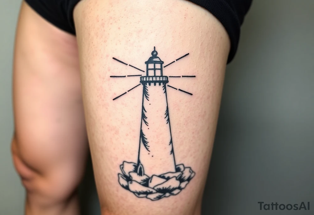 Simple lighthouse with pops tattoo idea