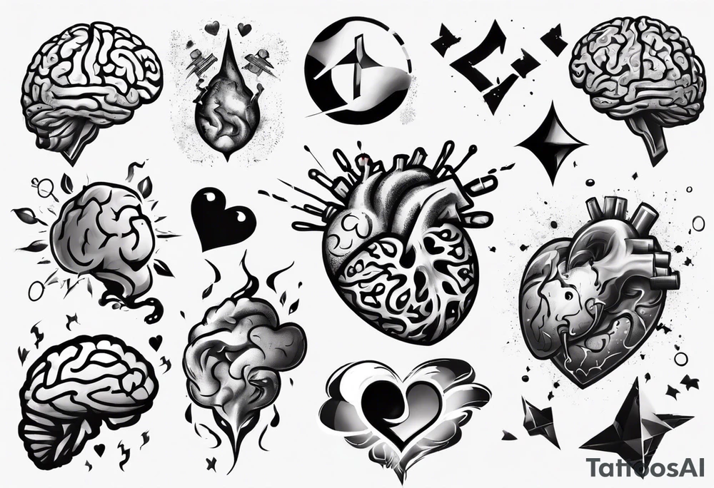 Brain and heart floating away tattoo idea