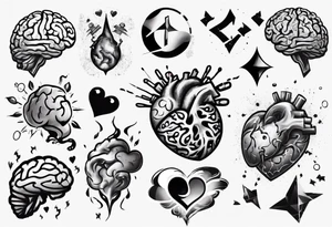 Brain and heart floating away tattoo idea