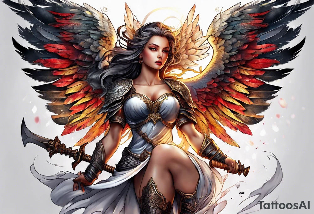 Warrior Angel tattoo for thigh tattoo idea