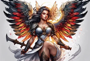 Warrior Angel tattoo for thigh tattoo idea