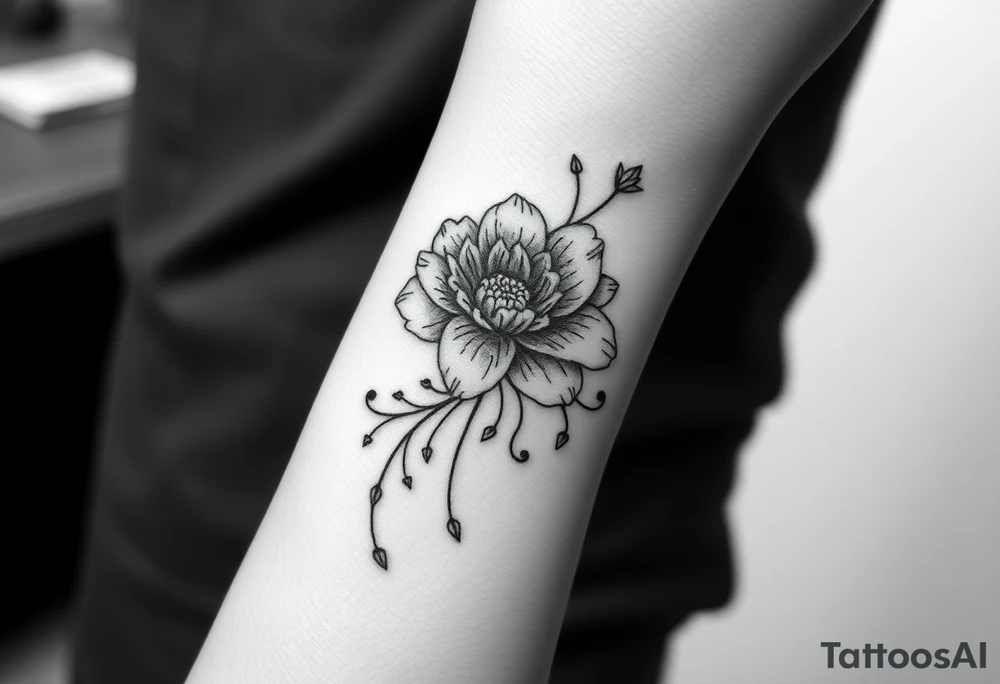 I want it on my wrist. I want a beautiful flower on the inside of my wrist with tendrils down the inside of my arm with little delicate stars or motes and the name Zoey

Why are you showing it on a back? I want it on the inside of my wrist tattoo idea