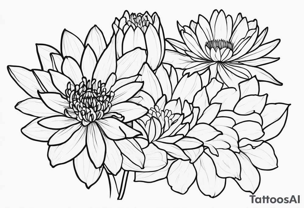 Lillies and chrysanthemums tattoo idea
