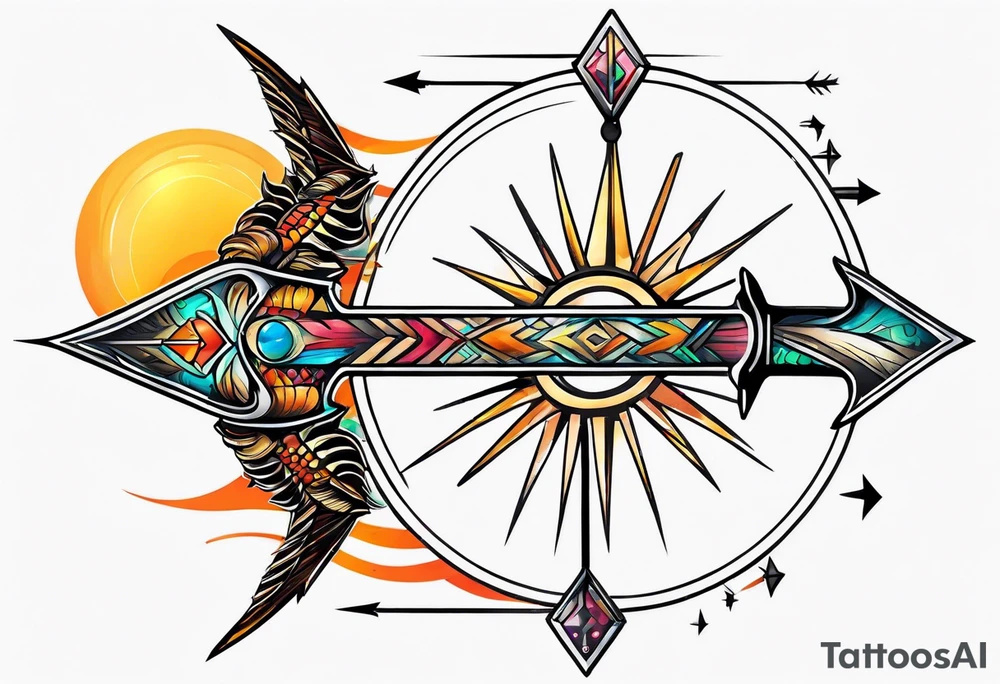 Arrow with sun catcher tattoo idea
