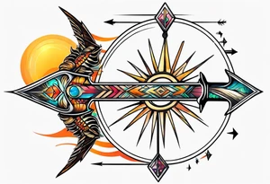 Arrow with sun catcher tattoo idea