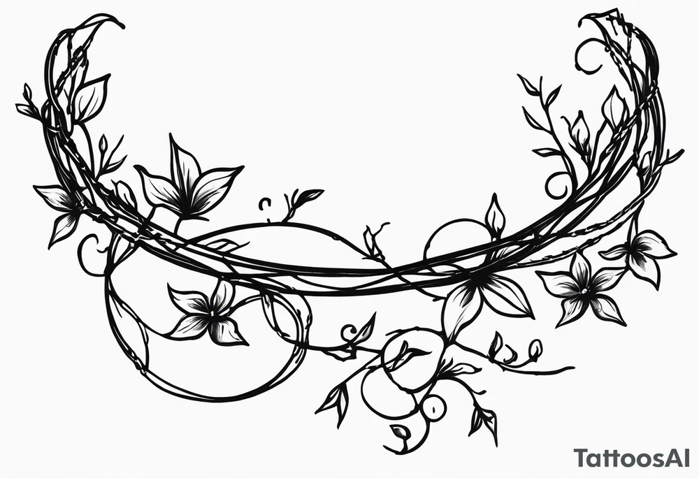 Barded wire with flowery vine wrapped around it tattoo idea