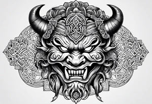 Oni mask in celtic style tattoo idea