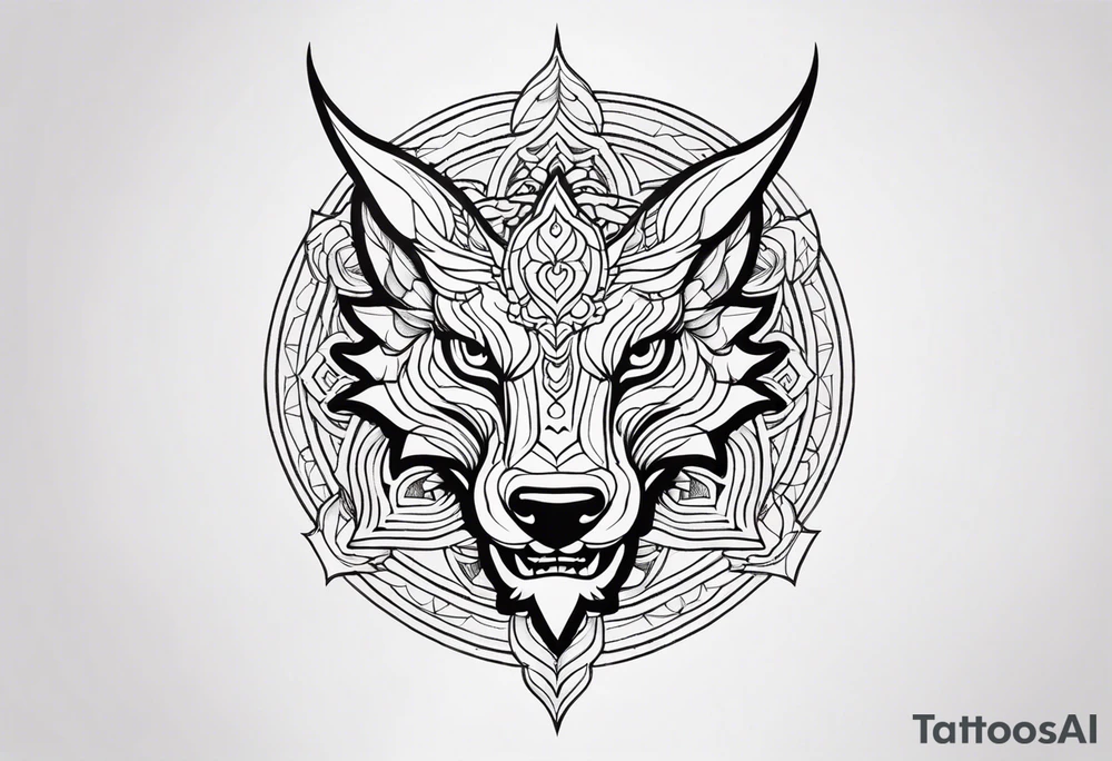 dragon head, mandala, facing front tattoo idea