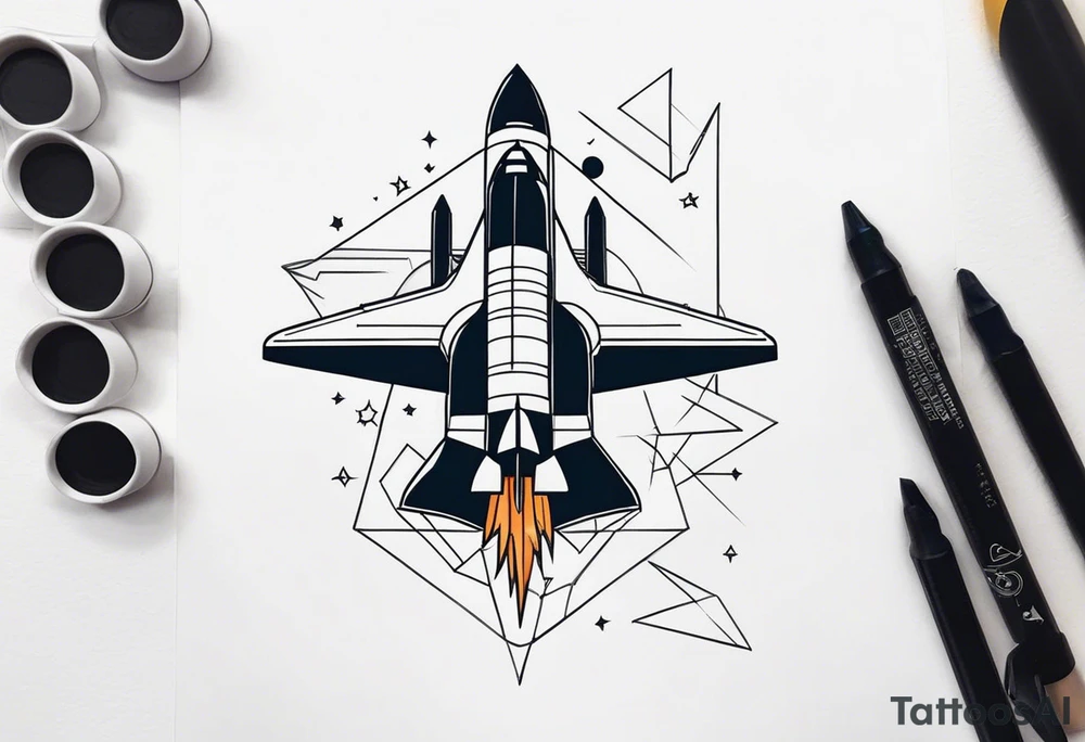 space shuttle broken up into geometric shapes tattoo idea