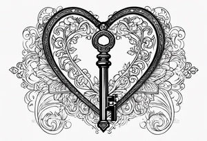 Heart shaped antique key tattoo idea