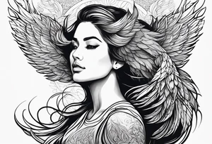 Woman rising like the phoenix tattoo idea