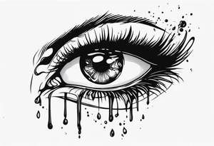 Bleeding tear flows to down from eye sleeve tattoo design tattoo idea