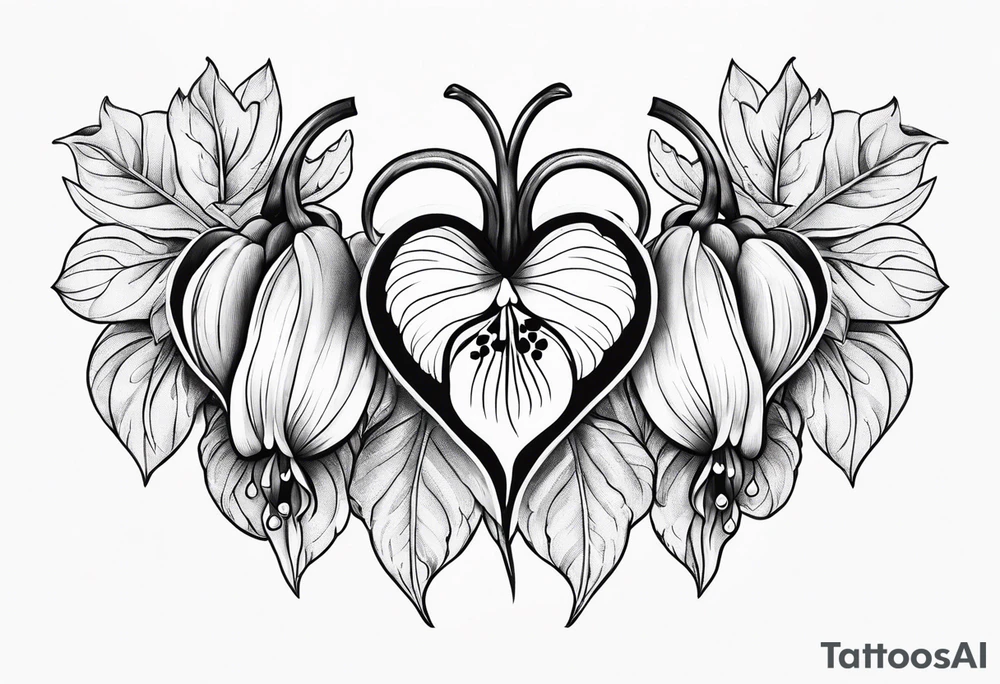 asian bleeding heart flower tattoo idea