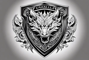 Valhalla shield dragon head tattoo idea