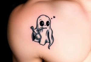 Cute ghost smoking a bong tattoo idea