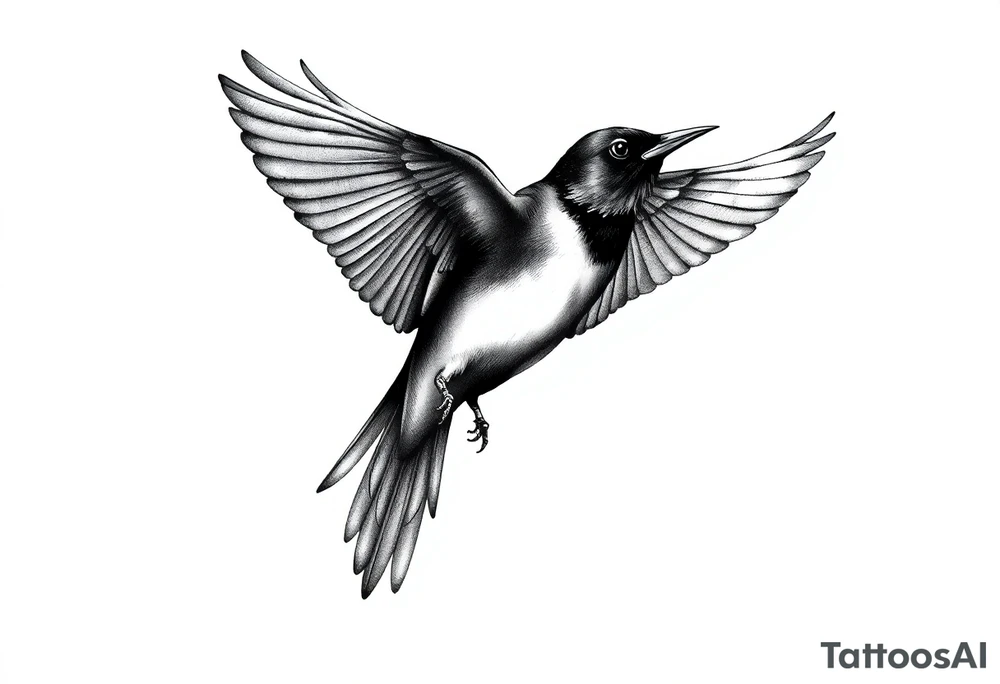 Male European Blackbird flying tattoo idea tattoo idea