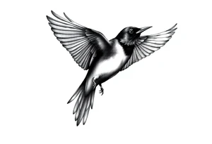 Male European Blackbird flying tattoo idea tattoo idea