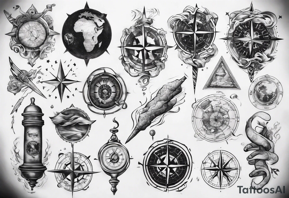 maps full arm tattoo idea
