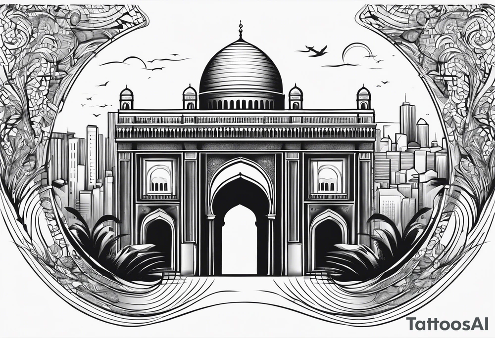 israel city vector gate 
swirl  vignette tattoo idea