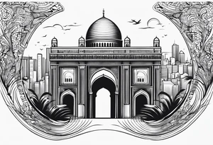 israel city vector gate 
swirl  vignette tattoo idea