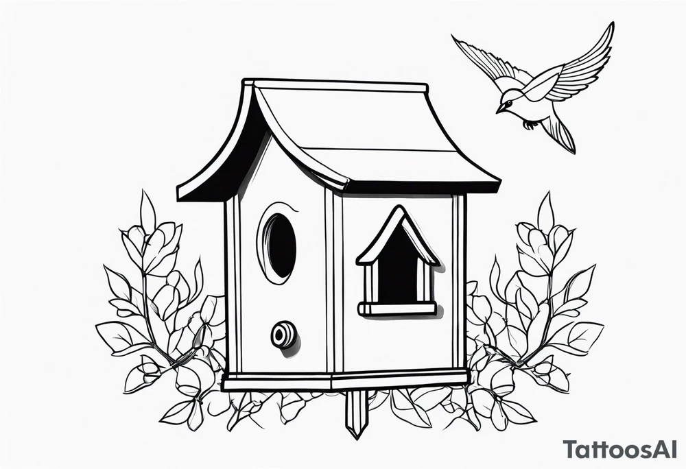 Outline of a birdhouse tattoo idea