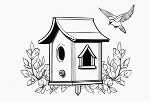 Outline of a birdhouse tattoo idea