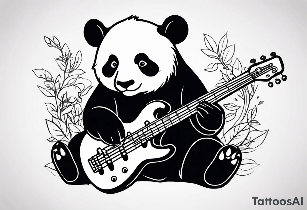 A panda playing the bass guitar tattoo idea