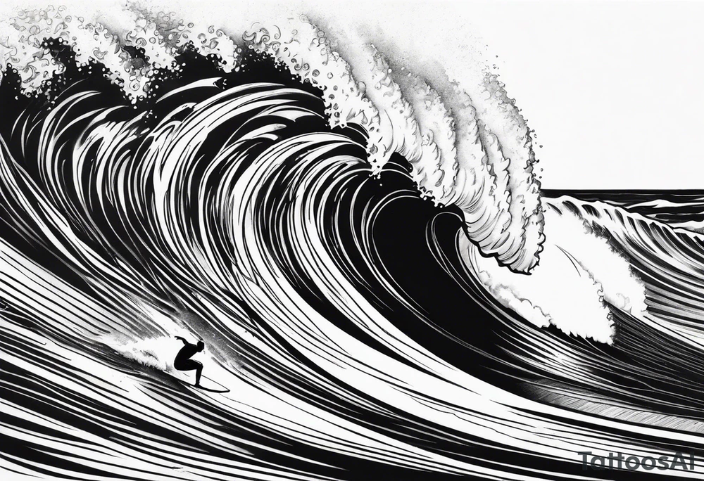 Surfing wave tattoo idea