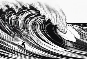 Surfing wave tattoo idea