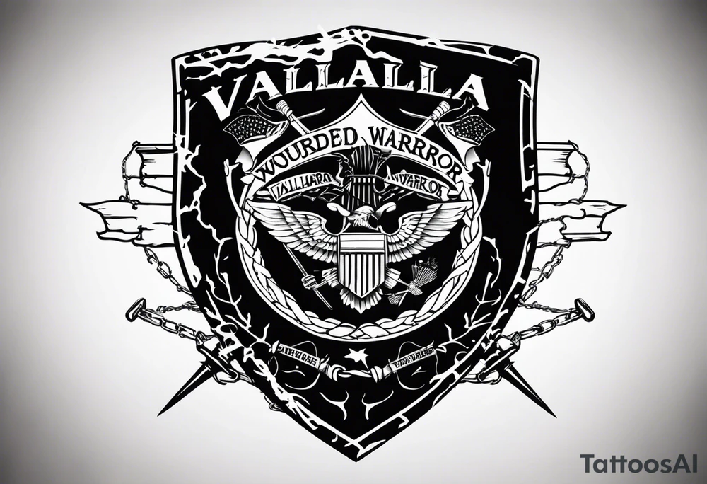Wounded warrior valhalla shield barb wire tattoo idea