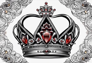 King & Queen Crown. Simplistic and detailed. fine lines Geometric design. no shading. Letters J & J included. tattoo idea