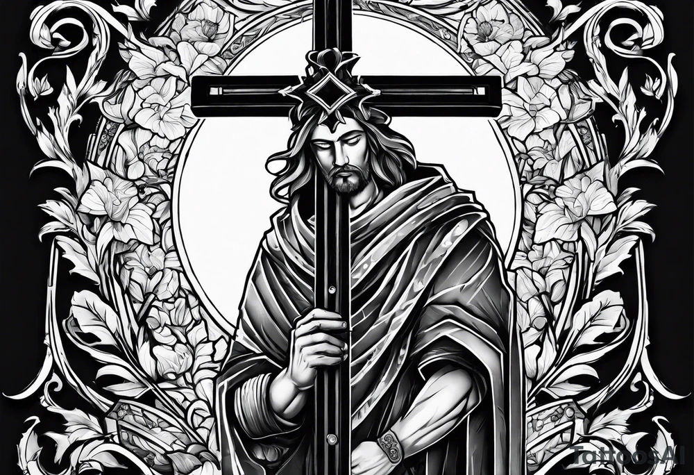 man carrying a cross tattoo idea
