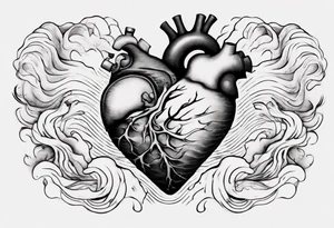anatomic heart which is also a Japanese wave painting tattoo idea