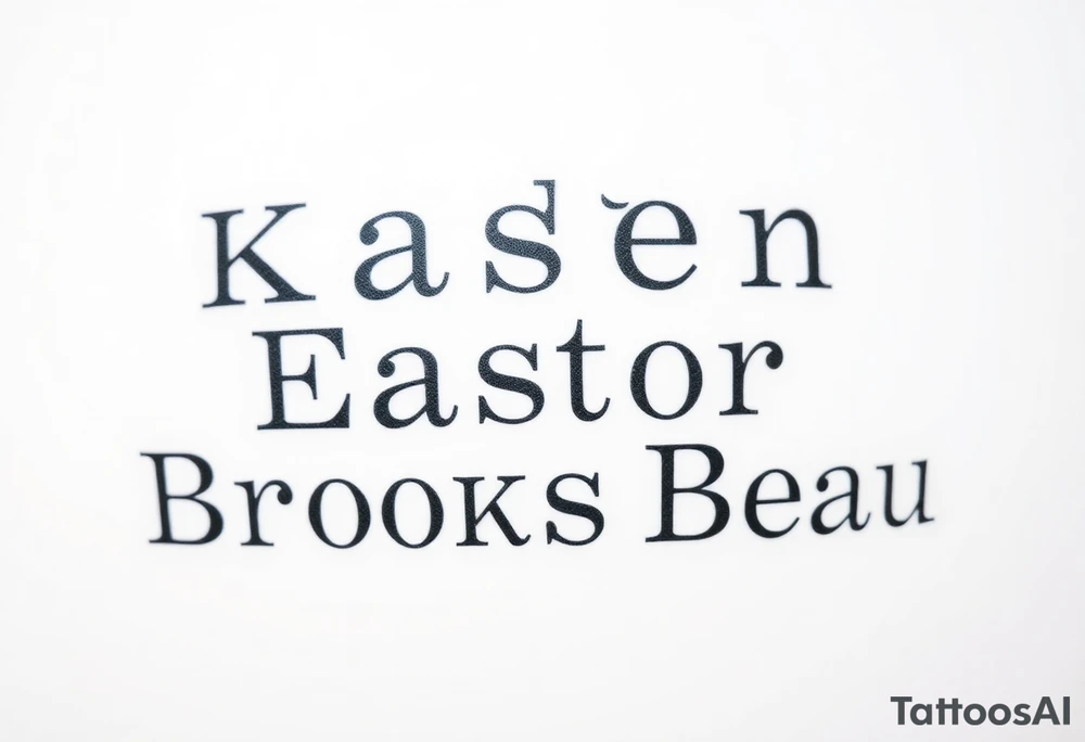 Kaden Easton Brooks Beau made into a crossword puzzle tattoo idea