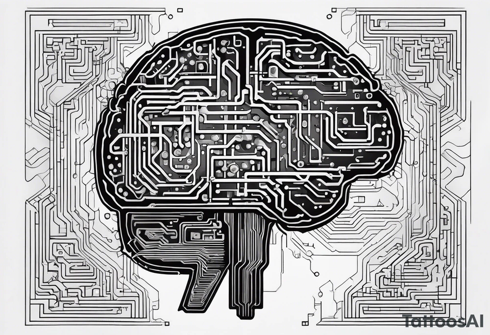 give me a circuit board style design that loosely resembles a reprogramming of the brain tattoo idea