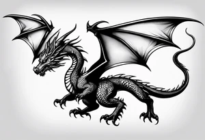 Beautiful female dragon with wings spread tattoo idea