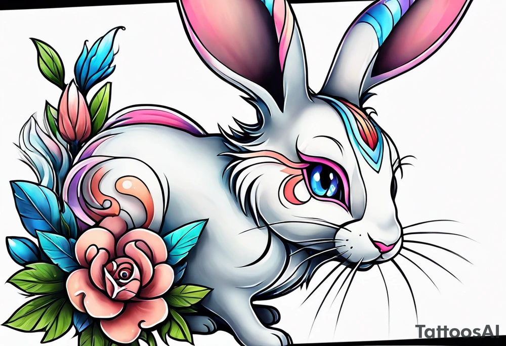 rabbit dressed as sylveon tattoo idea